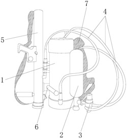 一种自主呈90°旋挂的背负式喷雾消防设备